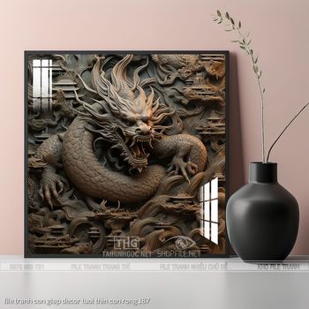 file tranh con giap decor tuoi thin con rong 187