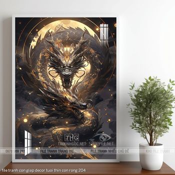 file tranh con giap decor tuoi thin con rong 204