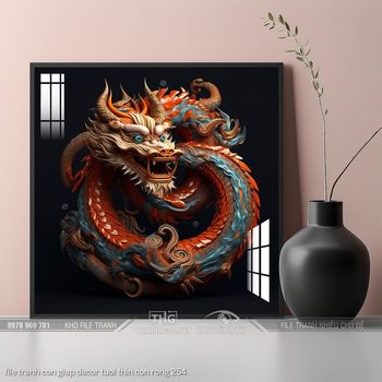 file tranh con giap decor tuoi thin con rong 254