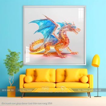 file tranh con giap decor tuoi thin con rong 304