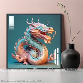 file tranh con giap decor tuoi thin con rong 338