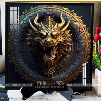 file tranh con giap decor tuoi thin con rong 354