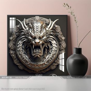 file tranh con giap decor tuoi thin con rong 355