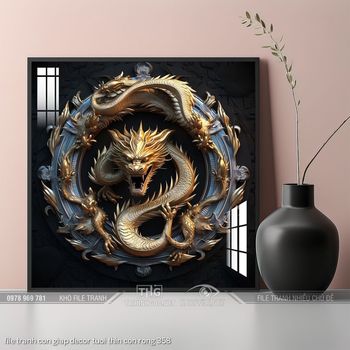 file tranh con giap decor tuoi thin con rong 358