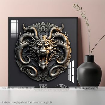 file tranh con giap decor tuoi thin con rong 385