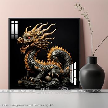 file tranh con giap decor tuoi thin con rong 387