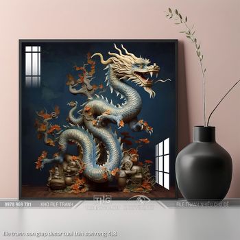 file tranh con giap decor tuoi thin con rong 418