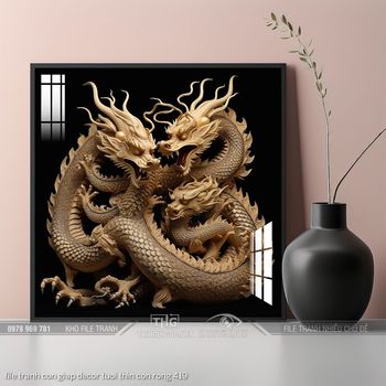 file tranh con giap decor tuoi thin con rong 419