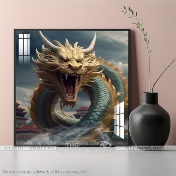 file tranh con giap decor tuoi thin con rong 428