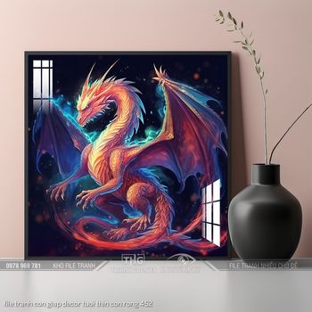 file tranh con giap decor tuoi thin con rong 452