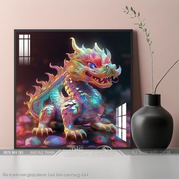 file tranh con giap decor tuoi thin con rong 484