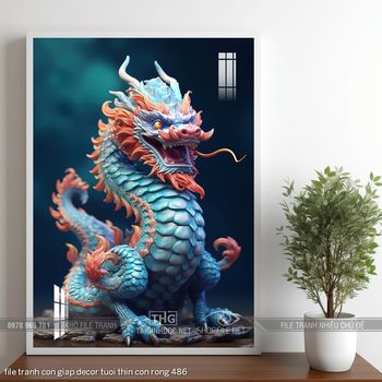 file tranh con giap decor tuoi thin con rong 486