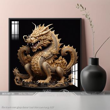 file tranh con giap decor tuoi thin con rong 487