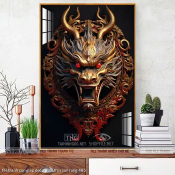 file tranh con giap decor tuoi thin con rong 495