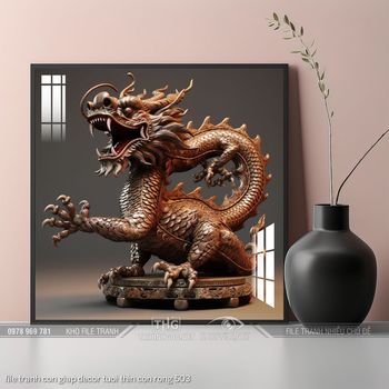 file tranh con giap decor tuoi thin con rong 503