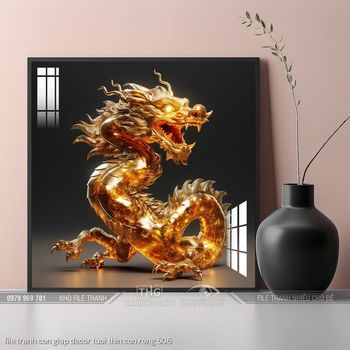 file tranh con giap decor tuoi thin con rong 506