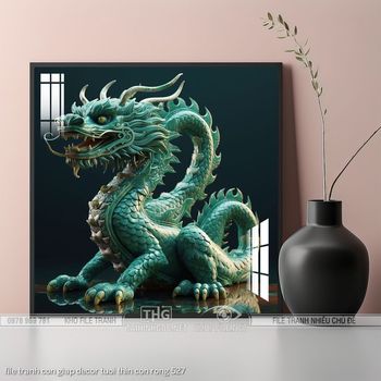 file tranh con giap decor tuoi thin con rong 527