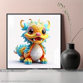 file tranh con giap decor tuoi thin con rong 529