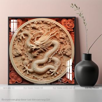 file tranh con giap decor tuoi thin con rong 534