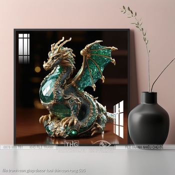 file tranh con giap decor tuoi thin con rong 535