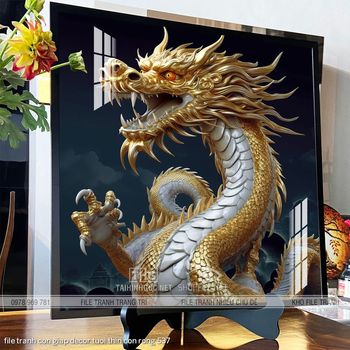 file tranh con giap decor tuoi thin con rong 537