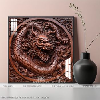 file tranh con giap decor tuoi thin con rong 541