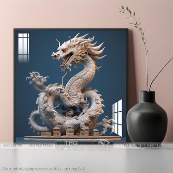 file tranh con giap decor tuoi thin con rong 542