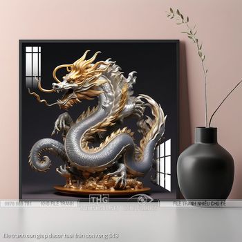 file tranh con giap decor tuoi thin con rong 543