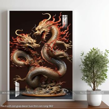 file tranh con giap decor tuoi thin con rong 562