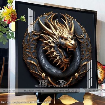 file tranh con giap decor tuoi thin con rong 589