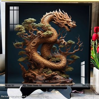 file tranh con giap decor tuoi thin con rong 598