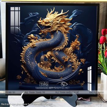 file tranh con giap decor tuoi thin con rong 607