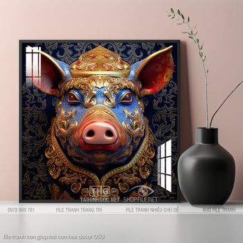 file tranh con giap hoi con heo decor 050