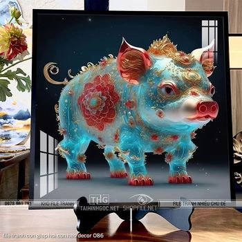 file tranh con giap hoi con heo decor 086
