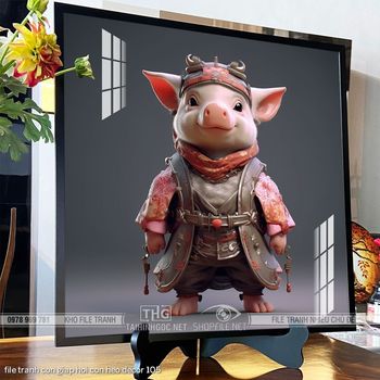 file tranh con giap hoi con heo decor 105