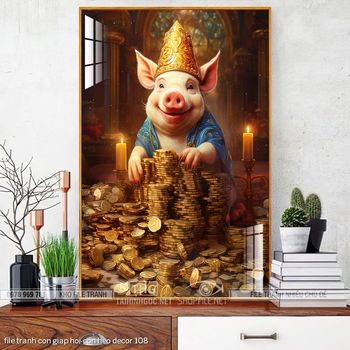 file tranh con giap hoi con heo decor 108