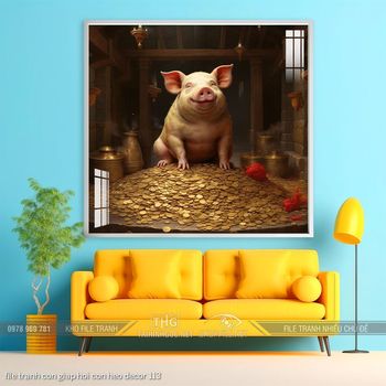 file tranh con giap hoi con heo decor 113