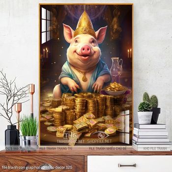 file tranh con giap hoi con heo decor 125