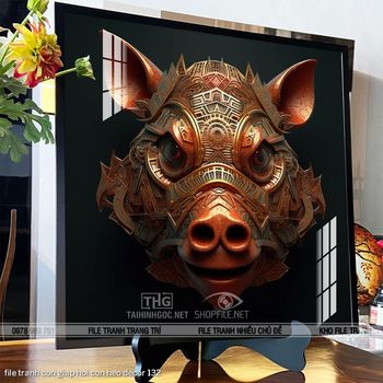 file tranh con giap hoi con heo decor 132