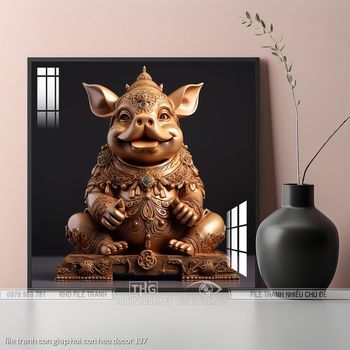 file tranh con giap hoi con heo decor 137