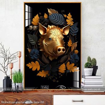 file tranh con giap hoi con heo decor 155