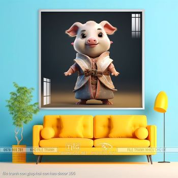file tranh con giap hoi con heo decor 166