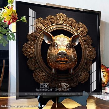 file tranh con giap hoi con heo decor 168