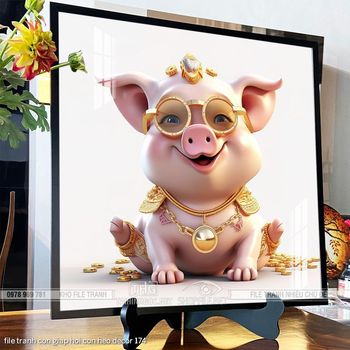 file tranh con giap hoi con heo decor 174