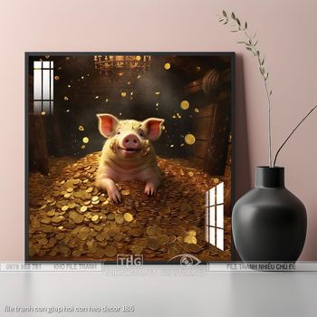 file tranh con giap hoi con heo decor 186