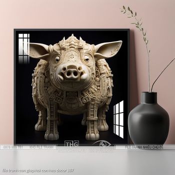 file tranh con giap hoi con heo decor 187