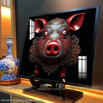 file tranh con giap hoi con heo decor 218
