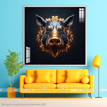 file tranh con giap hoi con heo decor 222