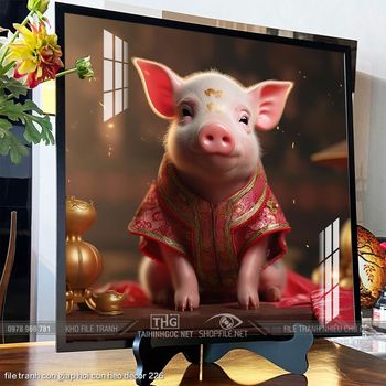 file tranh con giap hoi con heo decor 226