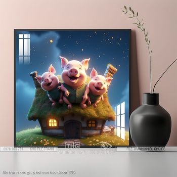 file tranh con giap hoi con heo decor 235